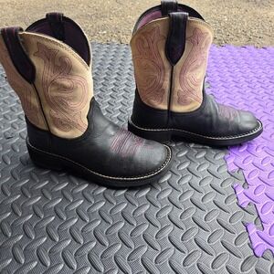 Ariat Fatbaby Heritage Black Tan Pink Embroidry Western Boots 10021464 Womens 8B